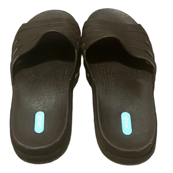 Oka B Unisex Spa Comfort Slip On Sandals Brown Slides - Picture 4 of 12